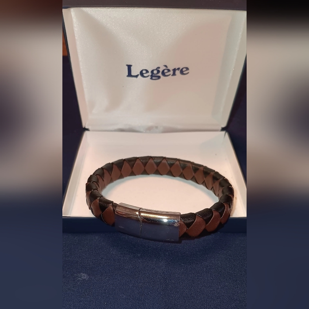 Brown Braided Leather Jewelry with Silver Clasp